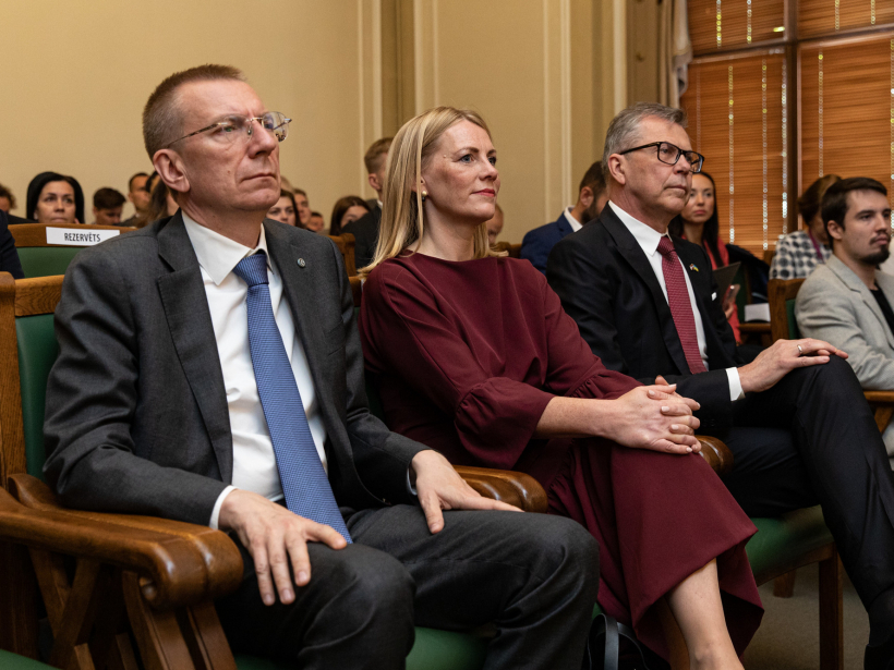 Valsts prezidenta vēlēšanas. 2023. gada 31. maijs. Edgars Rinkēvičs ("Jaunā Vienotība"), Elīna Pinto ("Progresīvie") un Uldis Pīlēns ("Apvienotais saraksts").