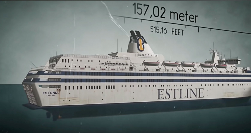Prāmja "Estonia" digitāla vizualizācija.