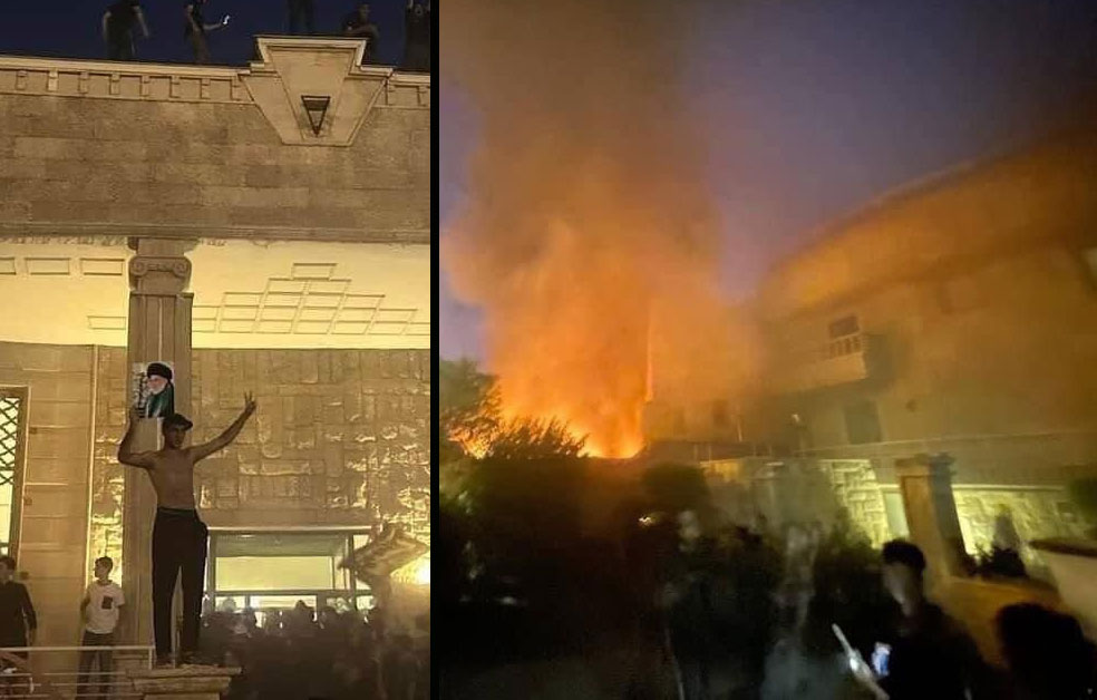 Demonstranti Bagdādē aizdedzina Zviedrijas vēstniecību.