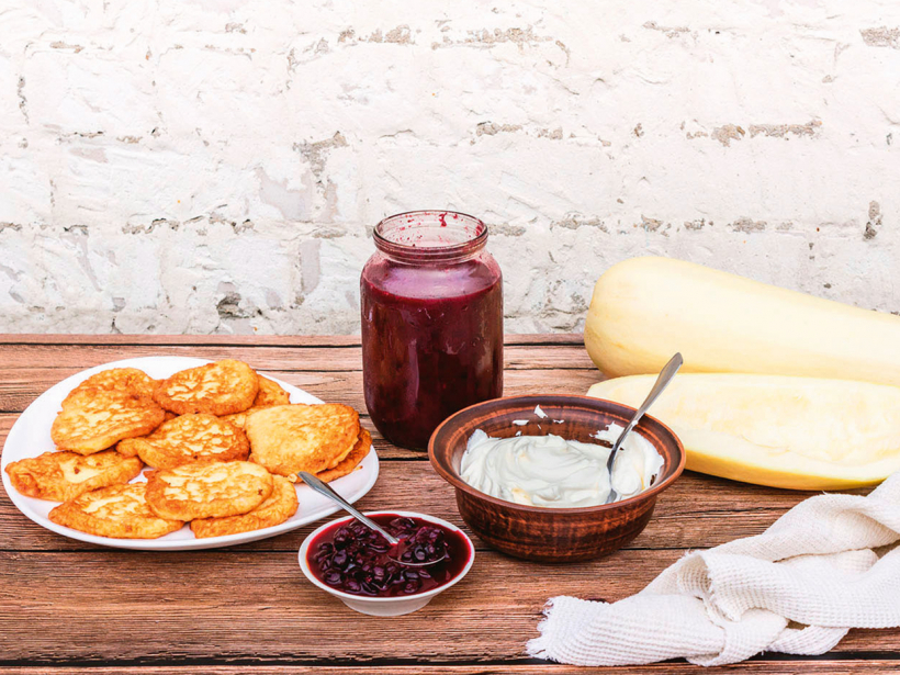 Kabaču ievārījums ar apelsīniem un brūklenēm