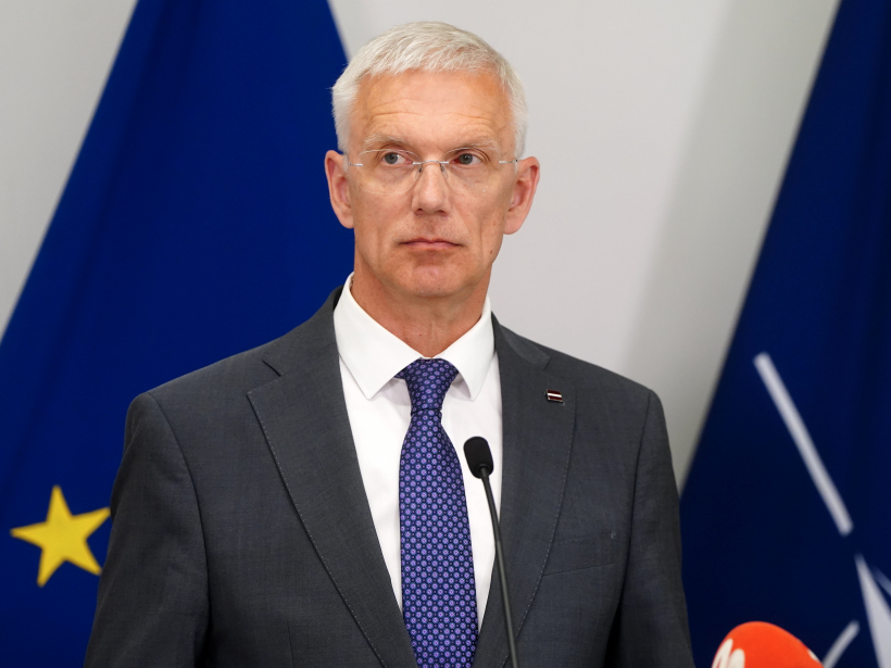 Ministru prezidents Krišjānis Kariņš piedalās preses konferencē, kurā informē par valdības demisiju.