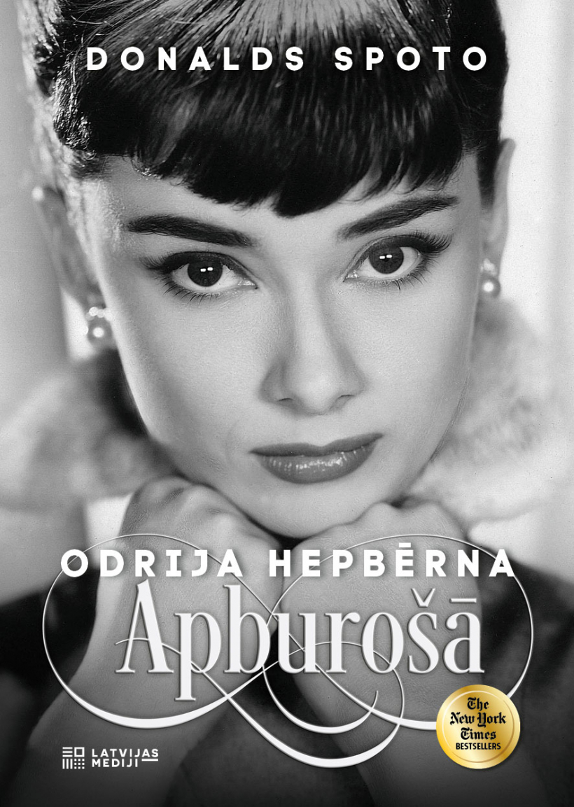 Odrijas Hepbērnas biogrāfija "Odrija Hepbērna. Apburošā". Vāka mākslinieciskais noformējums Indulis Martinsons.