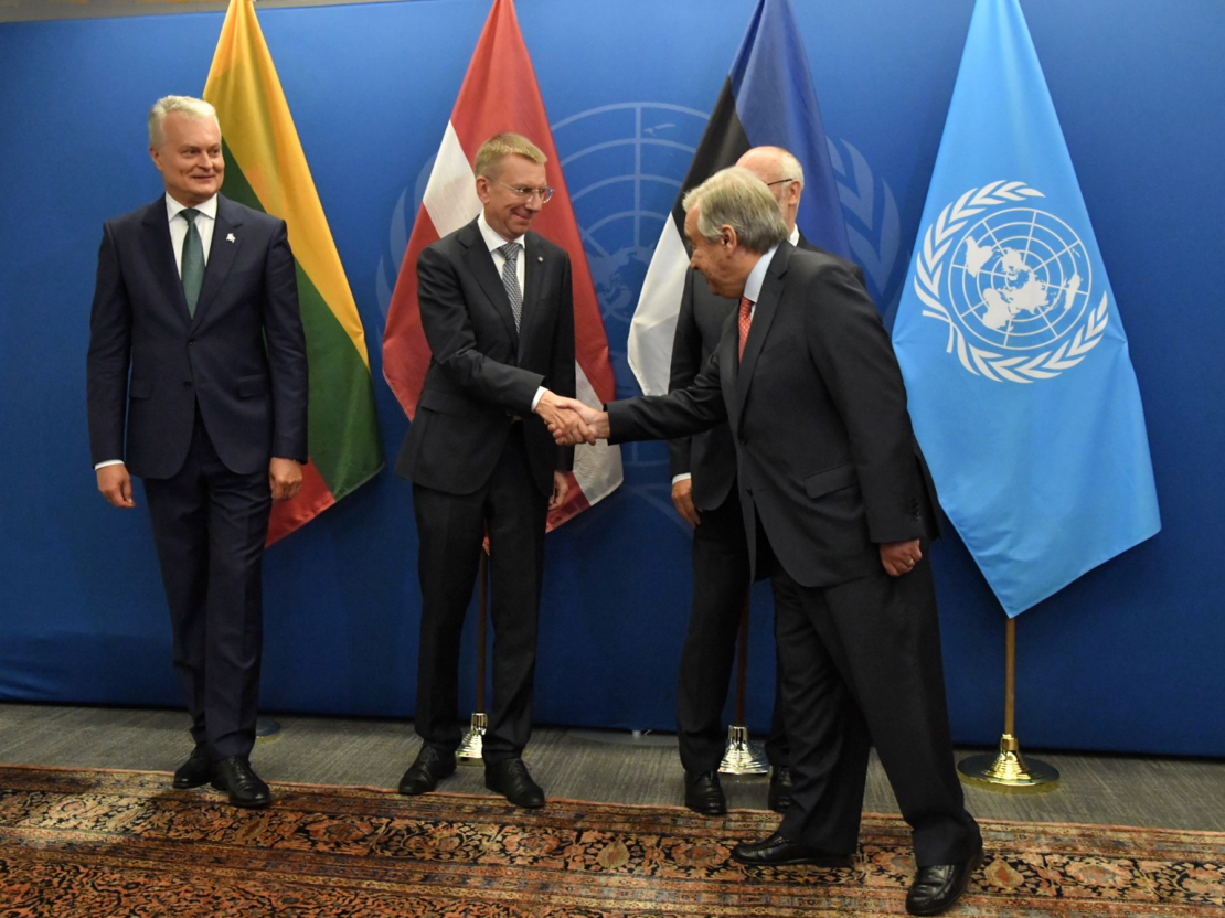 Baltijas valstu prezidentu tikšanās ar ANO ģenerālsekretāru Antoniu Gutērrešu (António Guterres) ANO Ģenerālās asamblejas laikā Ņujorkā.