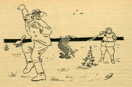 Karikatūra izdevumā "Mednieks un Makšķernieks" (15.10.1938.).