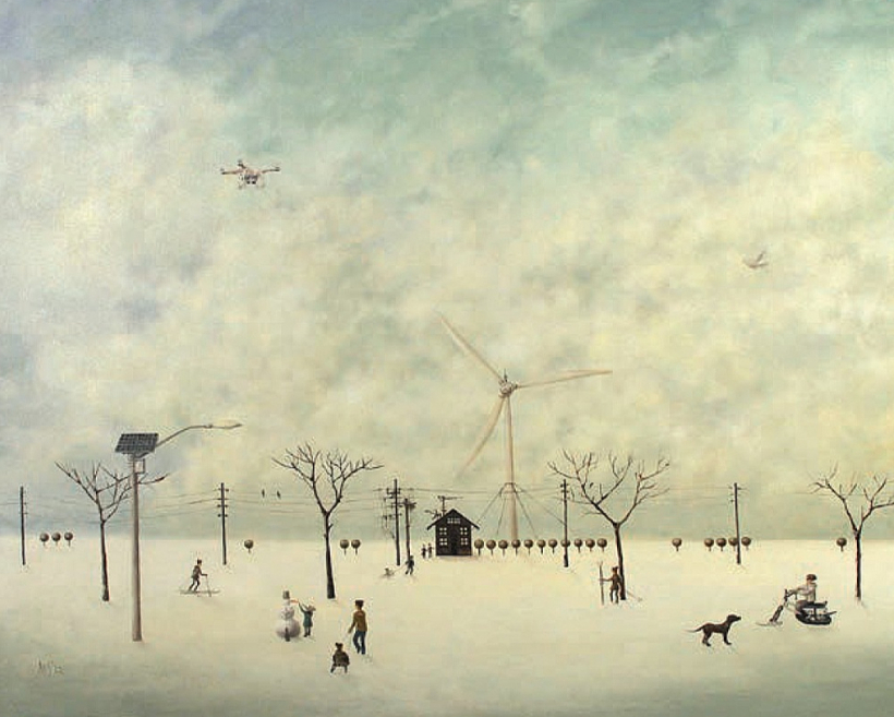 Ilze Smildziņa, "Laikā". 2022, a/e, 100 x 120 cm.