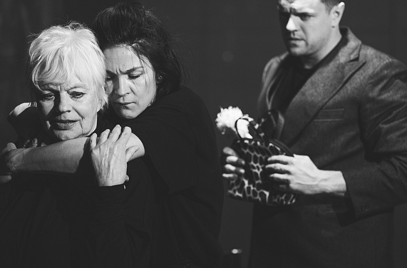 Skats no izrādes "Eiridīke" mēģinājuma Dailes teātra Mazajā zālē.