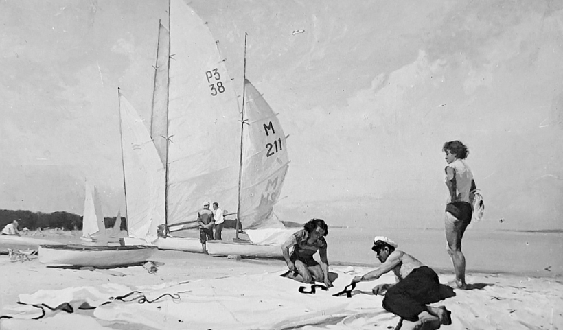 Indulis Zvagūzis. “Gatavošanās regatei” (LMA diplomdarbs, 1956. gads, vad. prof. Eduards Kalniņš ).