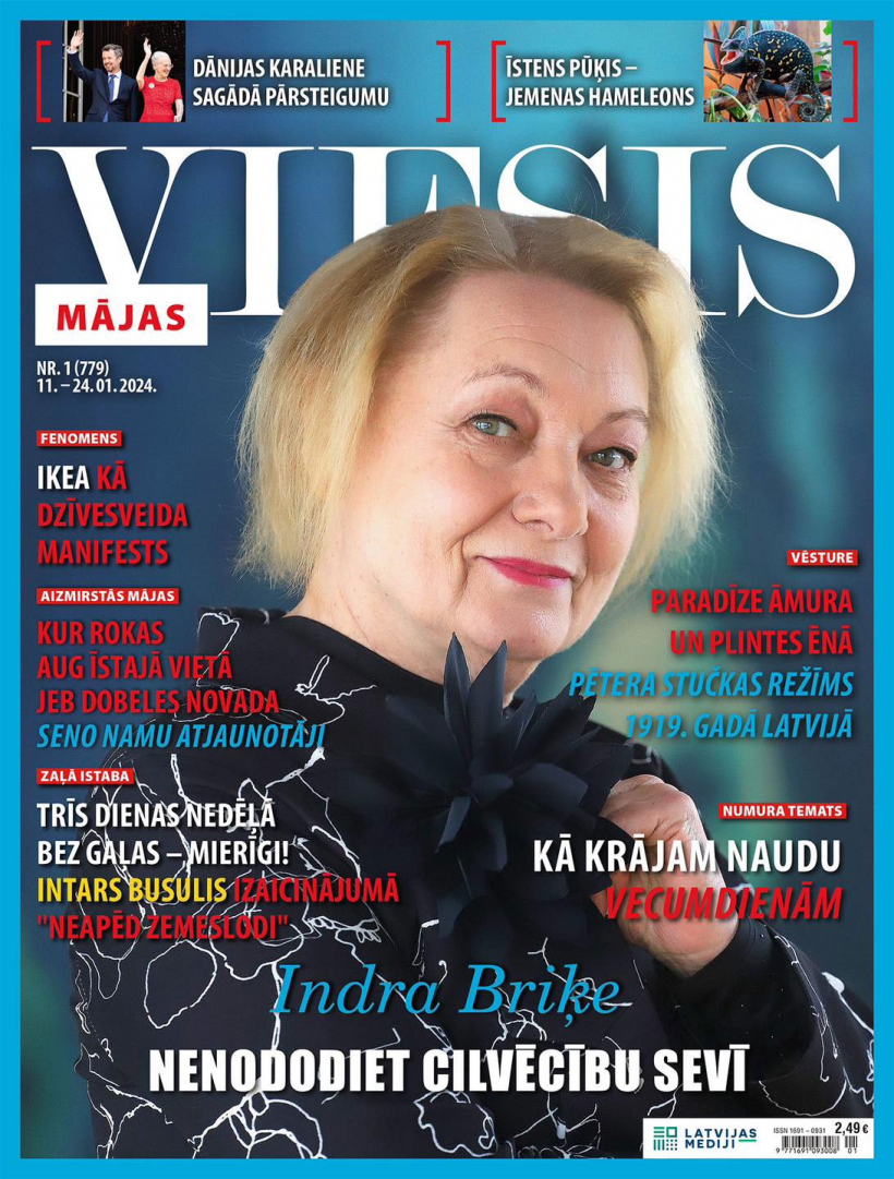 Indras Briķes 30 gadi Dailes teātrī. Jaunā žurnāla "Mājas Viesis" vāks.