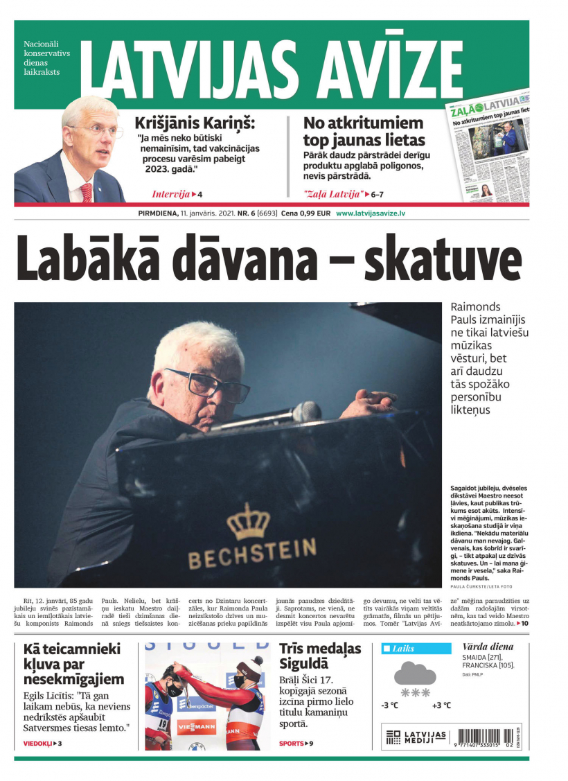 "Latvijas Avīze". 2021. gada 11. janvāris.