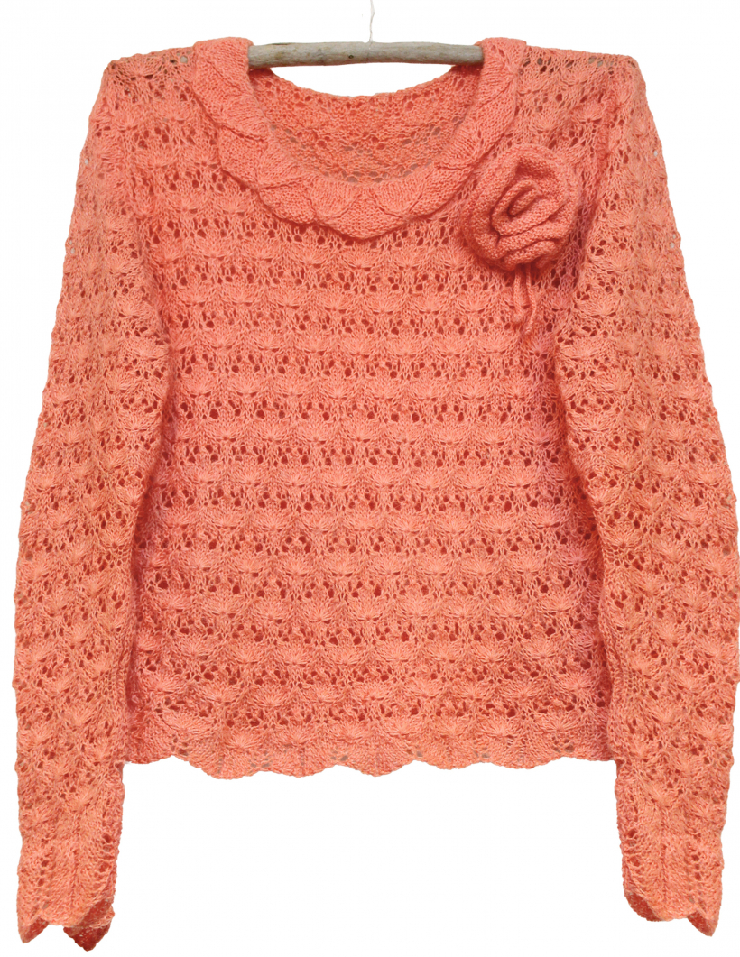 Mežģīņraksta džemperis ar ziedu.