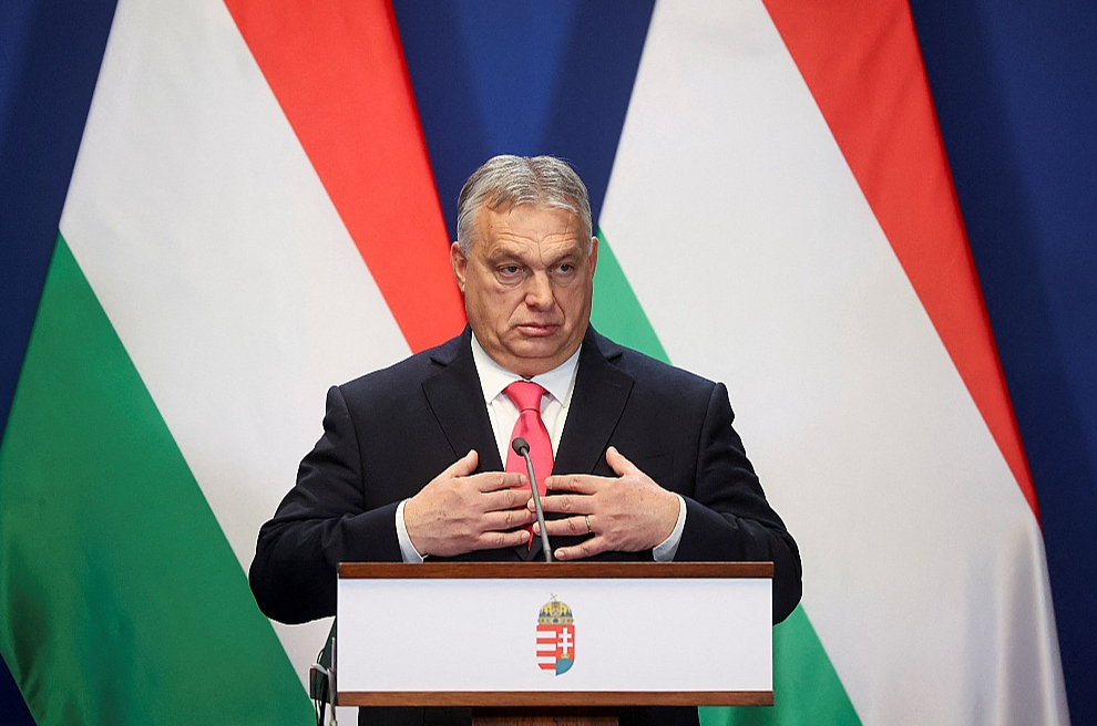 Ungārijas premjers Viktors Orbāns lēmumus par palīdzību Ukrainai līdz šim uzskatījis par labu līdzekli Briseles šantāžai. Orbāns preses konferencē pagājušajā nedēļā.