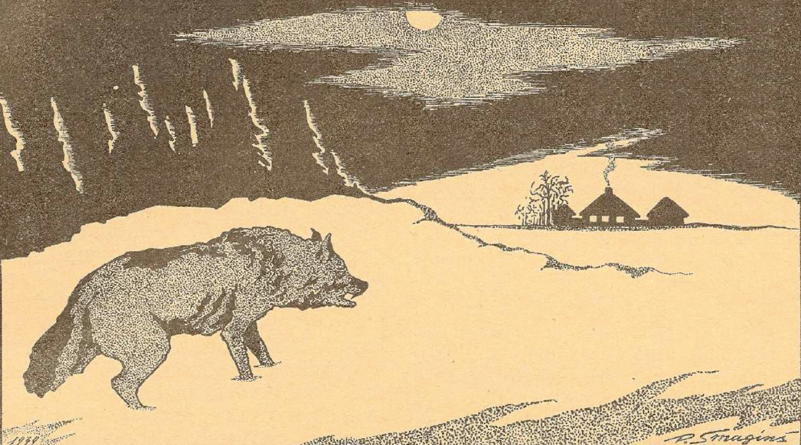 Ilustrācija izdevumā "Mednieks un Makšķernieks", 1940. gada 1. februāris.