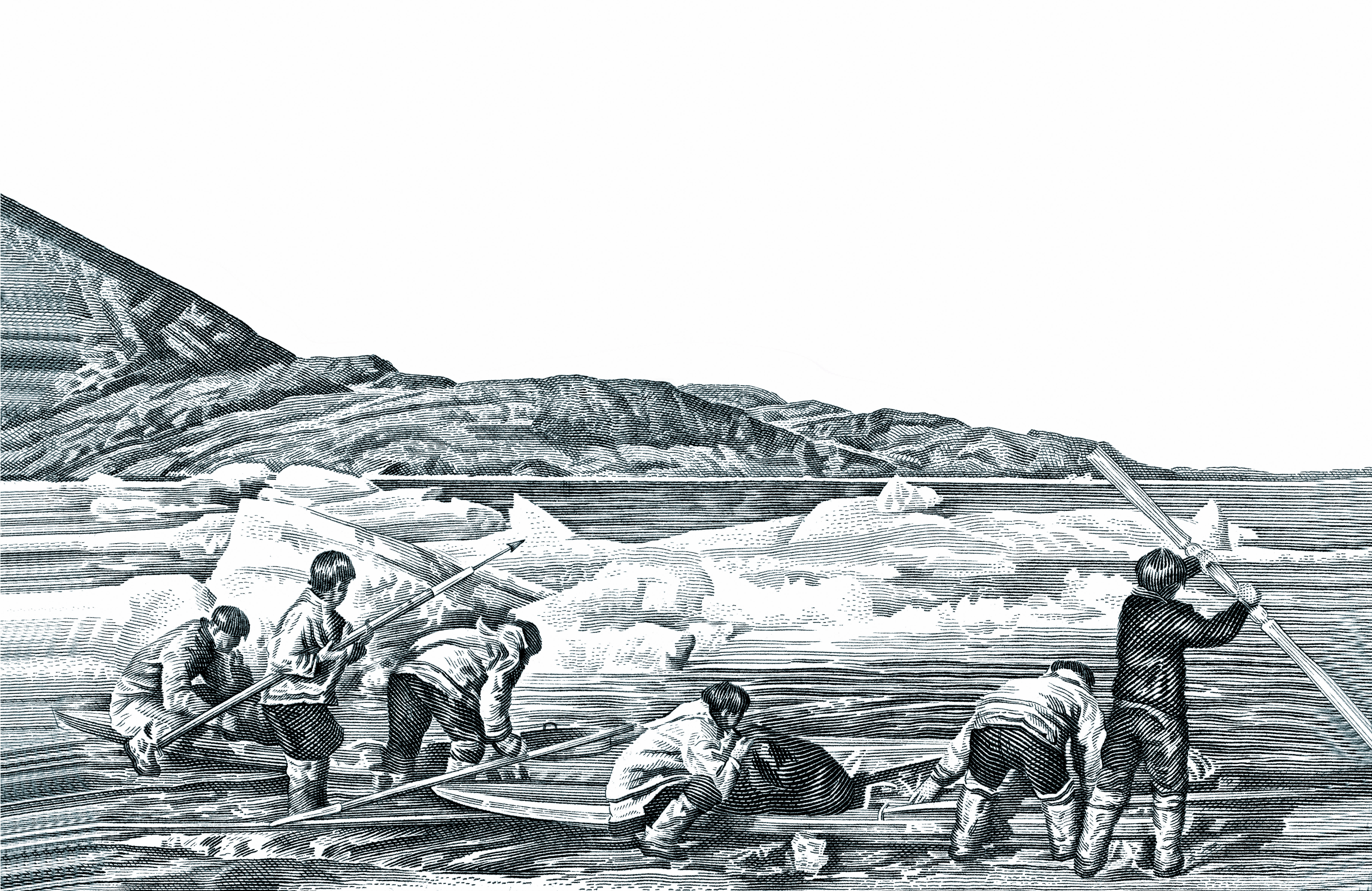 Inuīti gatavojas izbraukt jūrā ar kajakiem